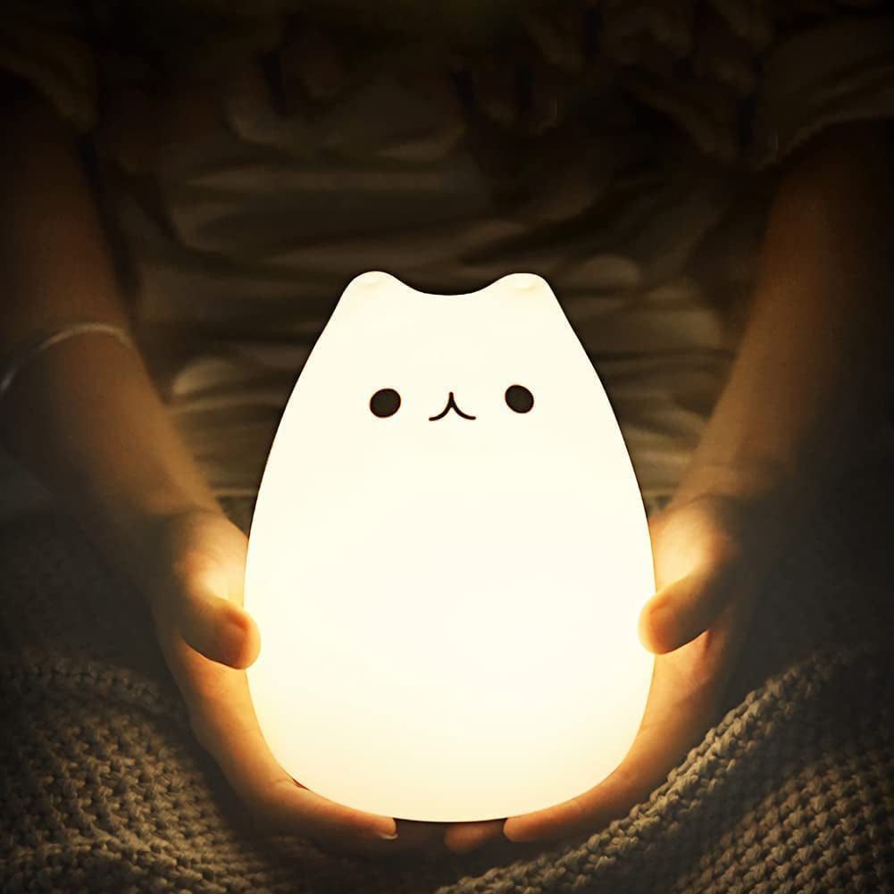 Silicone Kitty Night Light Set with Remote Control for Kids - Rechargeable and Cute