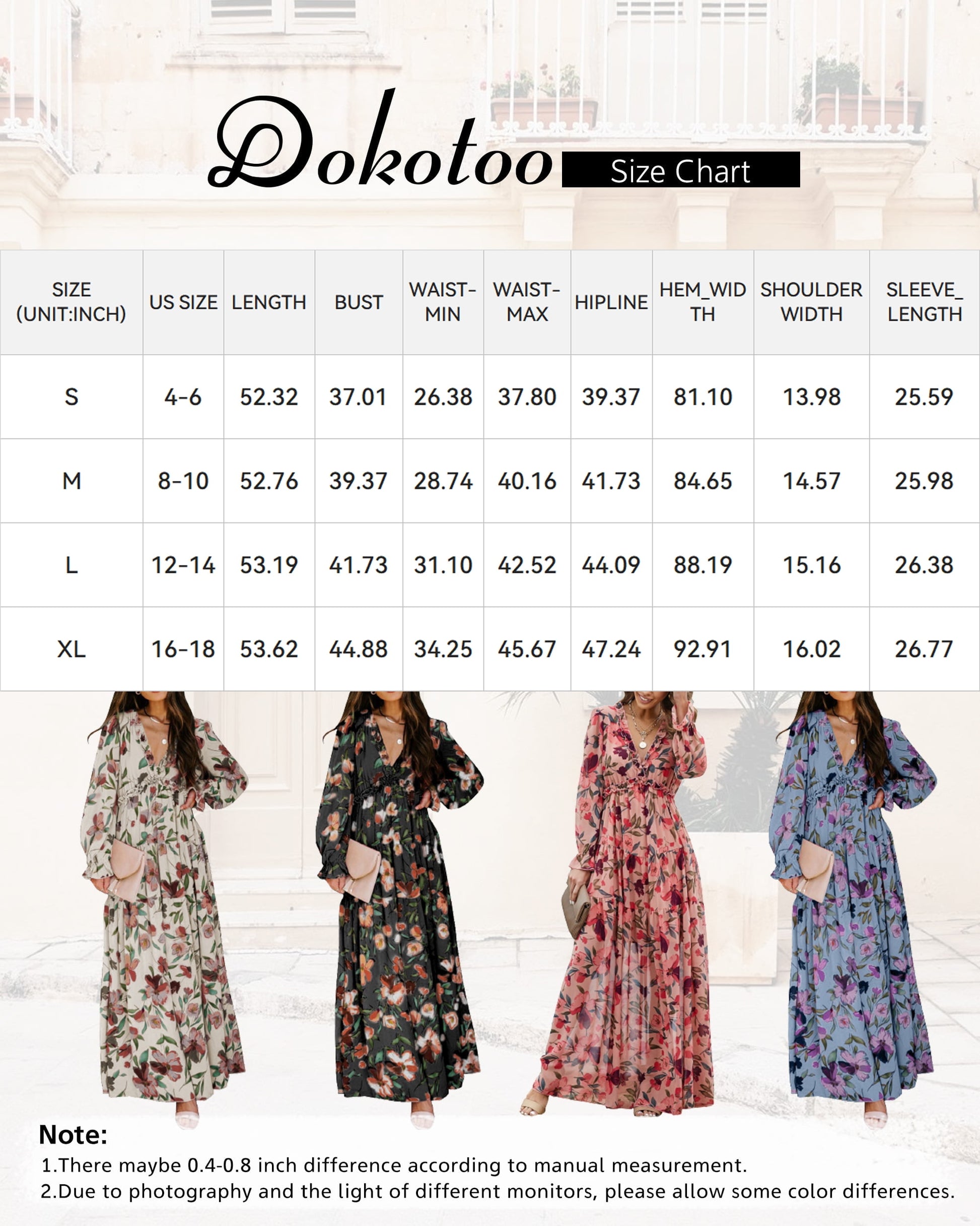 Green Boho Floral Dress for Women Trendy V Neck Long Lantern Sleeve Elastic Cuffs Maxi Dresses Casual Ruffle Layered Flowy Fall Long Dresses, US 8-10(M)