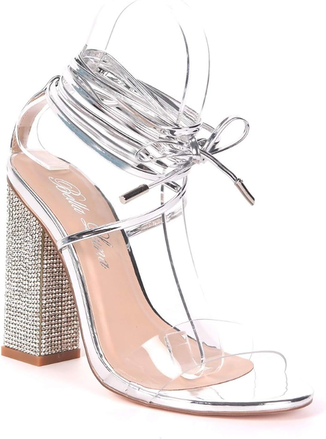 Women'S Rhinestone Chunky Heel Sandals